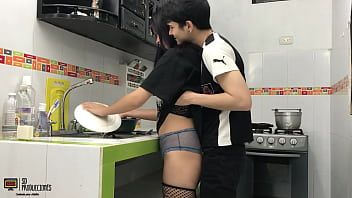 Play I find my horny stepsister in the kitchen and end up fucking her pussy PART 1