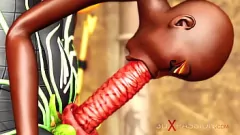 Play Anubis' Rough Doggystyle Anal Conquest of Shaved Ebony Slave