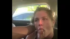 Play Blonde's Rough Interracial BJ in Parking Lot