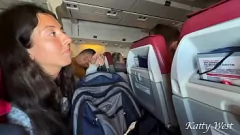 Play Teen Stewardess's Risky Airplane Blowjob