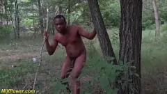 Play Bushman's Big Black Cock Throbs MILF's Tight Cunt in Outdoor Encounter