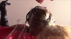 Play Latex Slave's Wet Piss-Filled Mouth Throat Fuck
