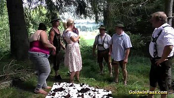 Play Lederhosen Gangbang in nature
