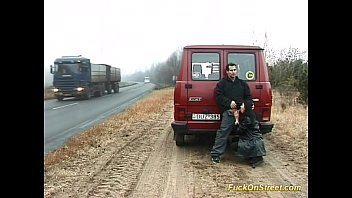 Play Horny whore sucks cock on the road